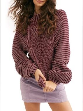 Free People Sweetheart Rib Chunky Mock Neck Sweater